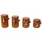 Home Basics 4 Piece Ceramic Canisters Clamp Top Lid and Wooden Spoons, Brown